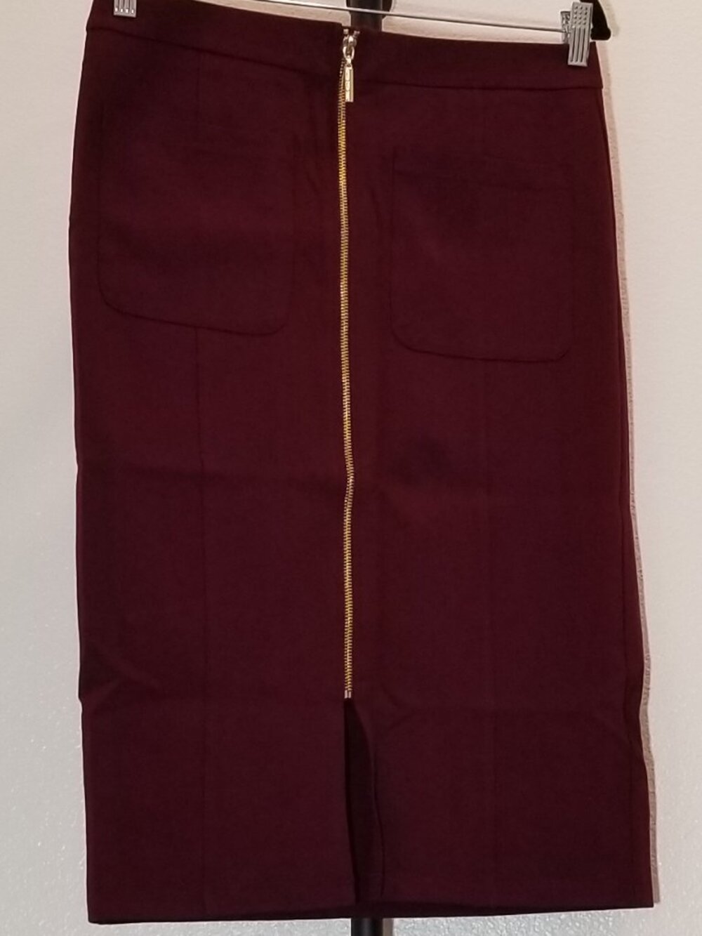 Marc New York Womens M Pencil Skirt Burgundy Gold Front Zip Classic Business NWT